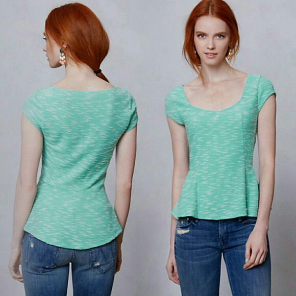 Anthropologie Postmark Mint Peplum Top